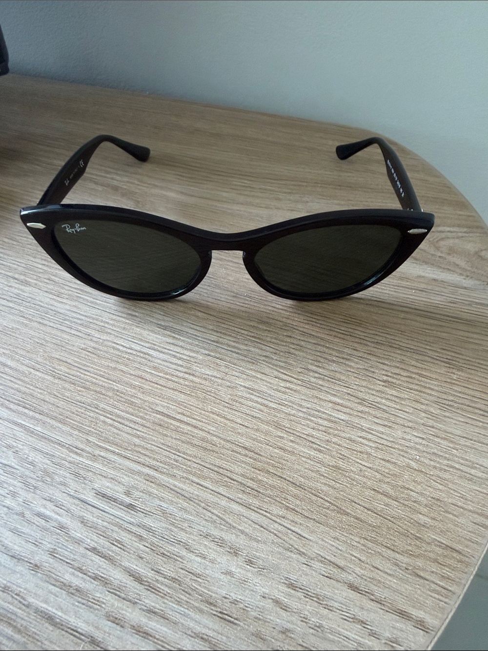 Ray-Ban Nina Women's Black Cat-Eye Sunglasses with Dark Green Lenses